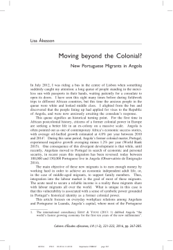 Moving beyond the colonial &ndash; New Portuguese Migrants in Angola