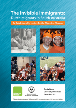 The invisible immigrants: Dutch migrants in South Australia An Arts