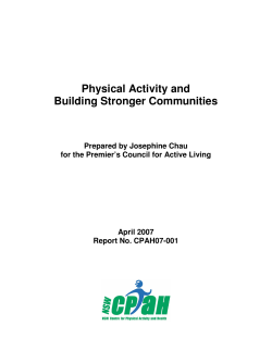 Physical Activity and Building Stronger Communities