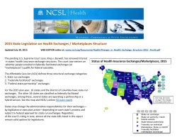 2015 State Legislation on Health Exchanges / Marketplaces Structure