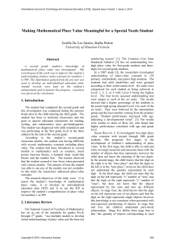 Making Mathematical Place Value Meaningful for a Special Needs