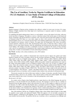 The Use of Auxiliary Verbs by Nigeria Certificate in