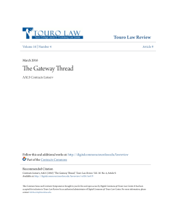 The Gateway Thread - Digital Commons @ Touro Law Center
