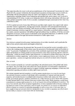 International Commission for Labor Rights Report