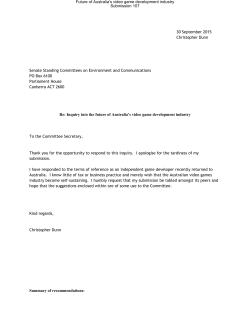 Future of Australia`s video game development industry Submission