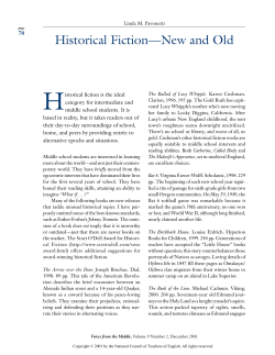 Historical Fiction&mdash;New and Old