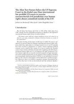 The Alien Tort Statute before the US Supreme Court in the Kiobel case