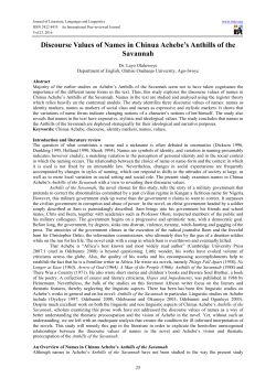 Discourse Values of Names in Chinua Achebe`s Anthills