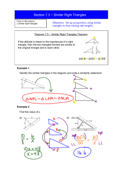 Section 7.3 ~ Similar Right Triangles