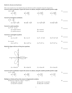 Math1112 : Review for Final Exam This is not a practice test. You
