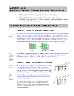 Addition of Decimals with Different Numbers of