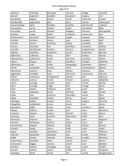 Spelling Bee Words Ages 8-10
