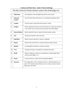 The Key Terms for Poetic Devices used in this Anthology are