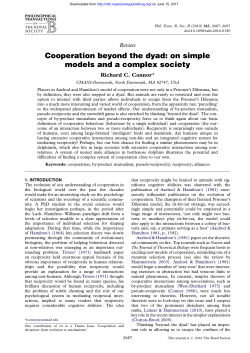 Cooperation beyond the dyad: on simple models and a complex