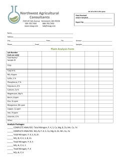 Plant Analysis Form