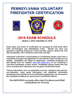 pennsylvania voluntary firefighter certification 2016 exam schedule