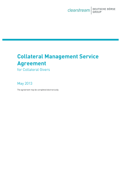 Collateral Management Service Agreement