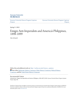 Emigre Anti-Imperialists and America`s Philippines, 1898