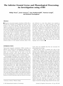 The Inferior Frontal Gyrus and Phonological Processing: An