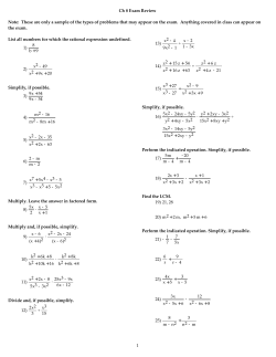 Ch 8 Exam Review Note: These are only a sample of the types of