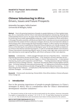 Chinese Volunteering in Africa Drivers, Issues and Future Prospects