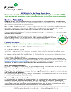 2016 FAQs for Girl Scout Booth Sales Questions About Selling