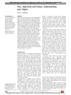 Pain, objectivity and history: understanding pain stigma
