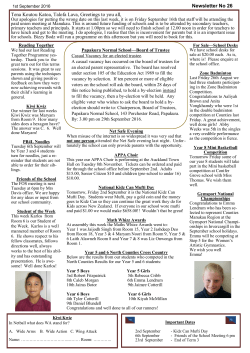 General Newsletter - Papakura Normal School