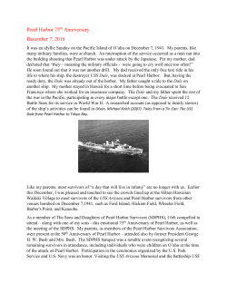 Pearl Harbor 75th Anniversary December 7, 2016