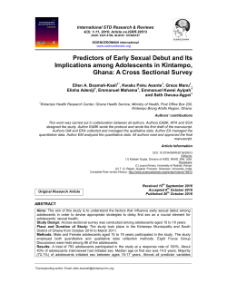 Predictors of Early Sexual Debut and Its Implications among