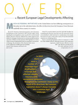 Over There&mdash;Recent European Legal Developments Affecting the