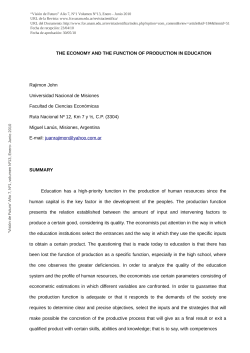 THE ECONOMY AND THE FUNCTION OF PRODUCTION IN