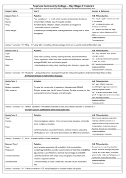 Schemes of Work &ndash; Year 7