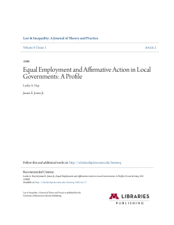 Equal Employment and Affirmative Action in Local Governments: A
