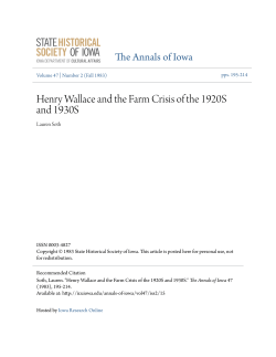 Henry Wallace and the Farm Crisis of the 1920S and 1930S