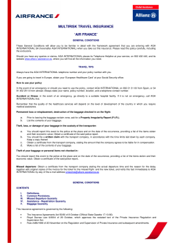 MULTIRISK TRAVEL INSURANCE `AIR FRANCE`