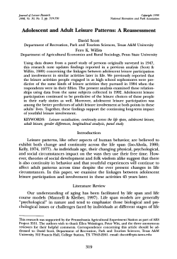 Adolescent and Adult Leisure Patterns: A Reassessment