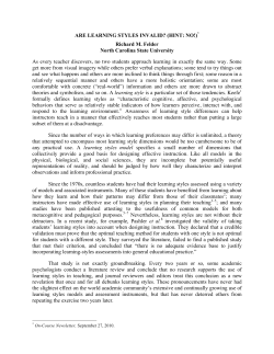 ARE LEARNING STYLES INVALID? (HINT: NO!)* Richard M. Felder