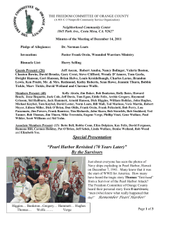 Special Presentation &ldquo;Pearl Harbor Revisited (70 Years Later)&rdquo; By