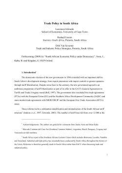 Trade Policy in South Africa