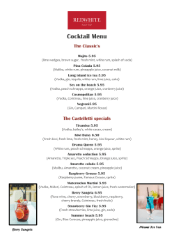 Cocktail Menu - Palazzo Castelletti