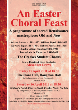 A programme of sacred Renaissance masterpieces Old and New