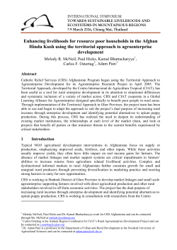 Enhancing livelihoods for resource poor households in the Afghan