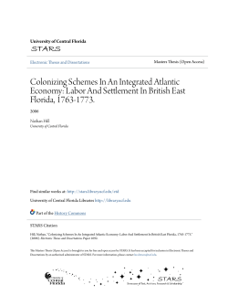 Labor And Settlement In British East Florida, 1763-1773.