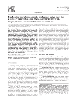 Biochemical and electrophoretic analyses of saliva from the