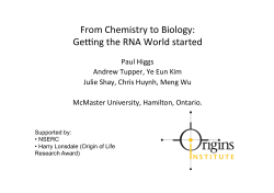 From Chemistry to Biology: Ge[ng the RNA World started