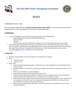 TOURNAMENT RULES - Don Mills Civitan Hockey League