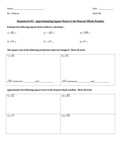Approximating Square Roots to the Nearest Whole Number