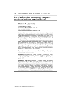 Improvisation within management: oxymoron, paradox, or legitimate