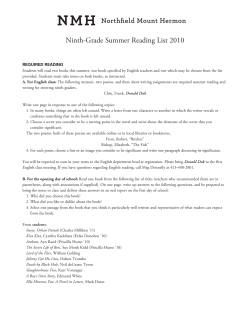 Ninth-Grade Summer Reading List 2010